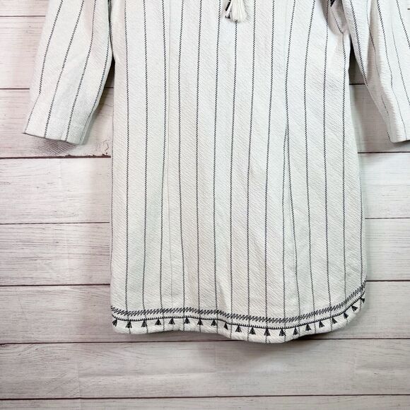 Gianni Bini Ivory/ Black Embroidery Tianna Stretch Dress Stripe Boho Size M - Picture 6 of 11